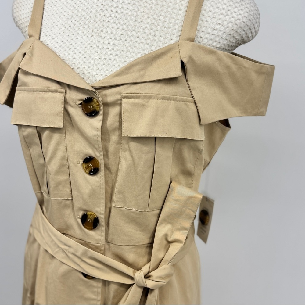 Eloquii Tan Button-Front Mini Dress - Picture 4 of 7